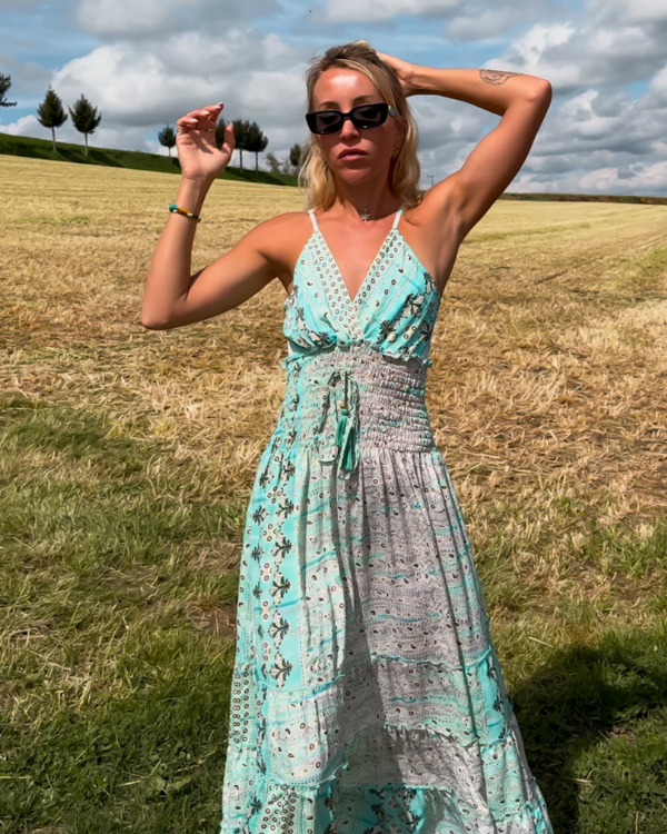 Langes Sommerkleid mit bequemer Passform - tükises Boho Damen Kleid 