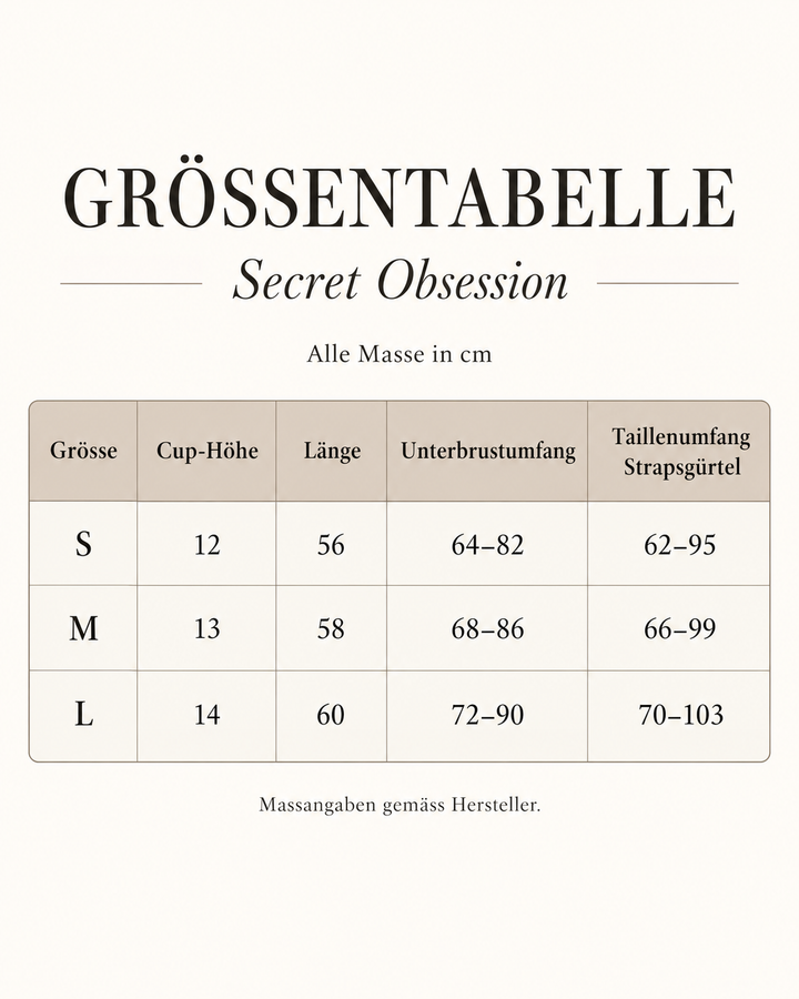 Groessentabelle Dessous Set 