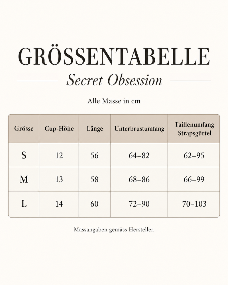 Groessentabelle Dessous Set 