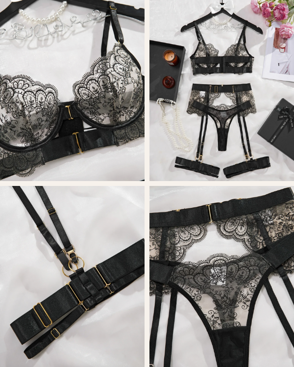 Schwarzes Lace Dessous Set mit Strapsen | Sofia Secret Schwarzes Lace Dessous Set mit Strapsen | Sofia Secret