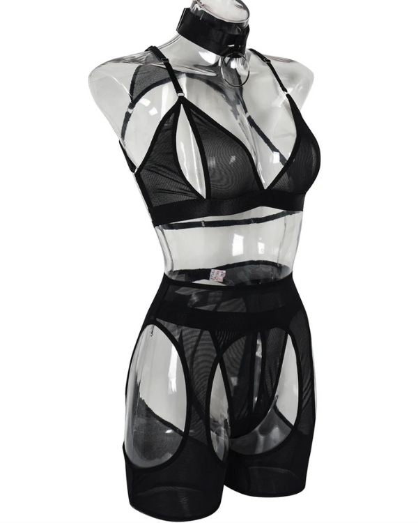 Schwarzes, Cut-Out Bondage-Dessous für einen mutigen Stil