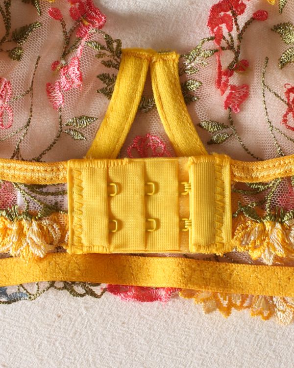 Gelber Dessous Lingerie BH mit Blumen Motiven