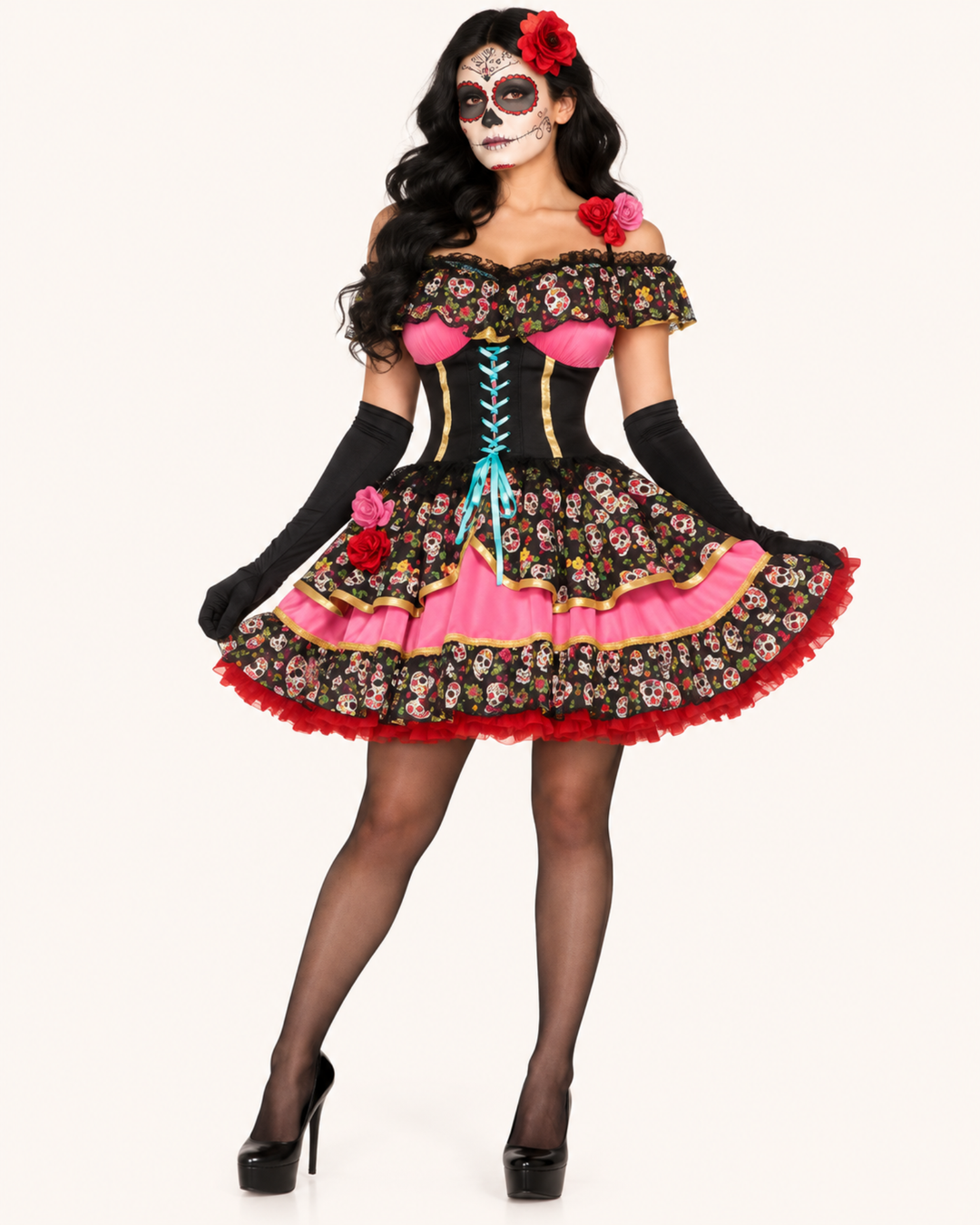 Dia de los Muertos Kleid Catrina Rosa
