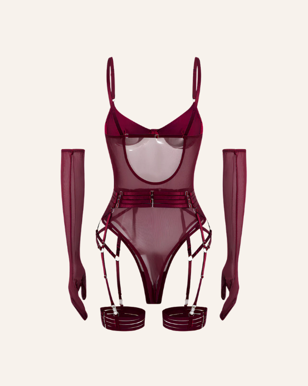 Affair Bodysuit mit verstellbaren Riemen | Body mit Bondage für Taille und Beine
