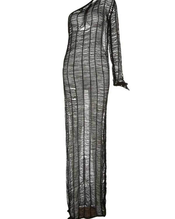 Verführerisches Festival-Kleid aus transparentem Netz Knitted Material 