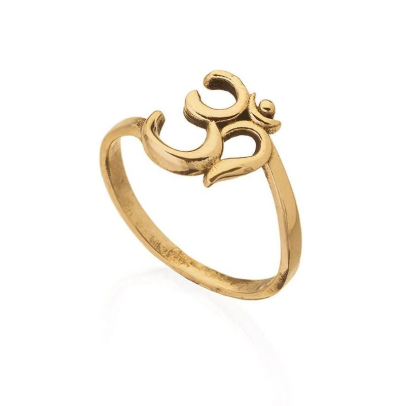 Goldener Om Fingerring aus Sterling Silber 925 - Spiritueller Schmuck mit Om Mantra Symbol