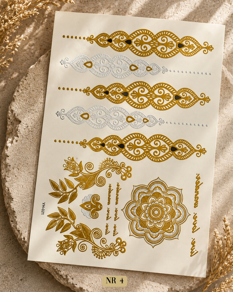 Wasserfeste Metallic Tattoos Gold Silber