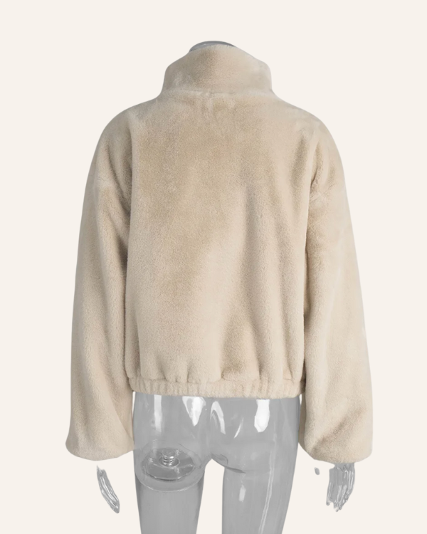 Soft Teddyjacke Damen | Creme-weisse Fleece Jacke 