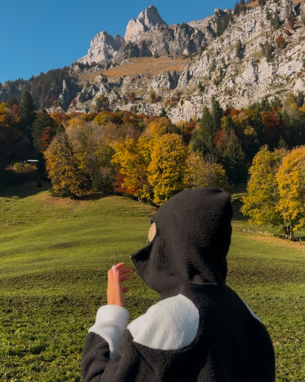 Fleece Jacke für Herren und Damen in schwarz-weiss mit Kapuze 