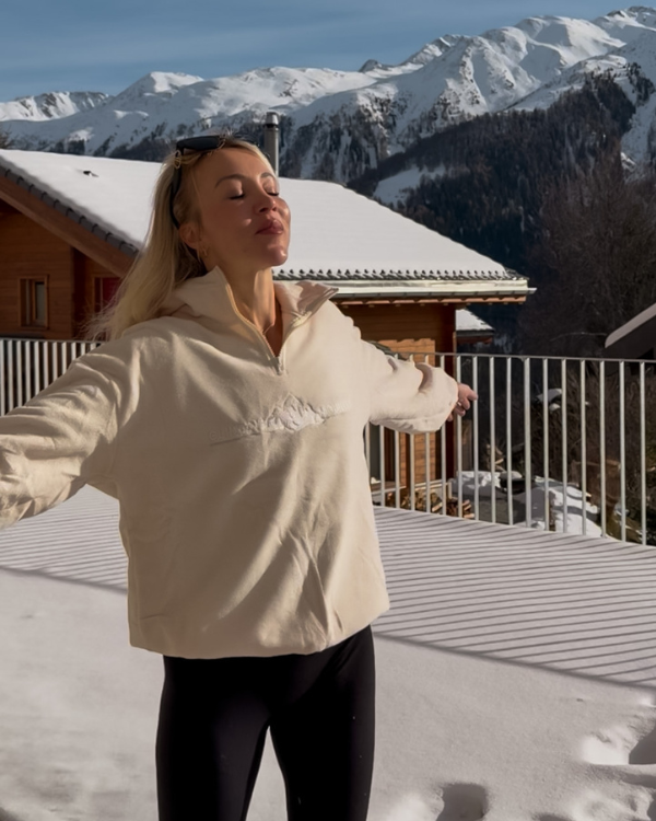 warmer und weicher Fleece Pullover mit Kapuze | Winter Look Damen Kapuzenpullover 