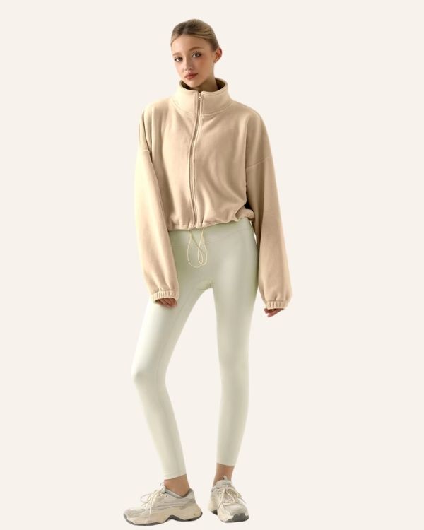 Hochwertige warme Fleece Jacke in Beige 