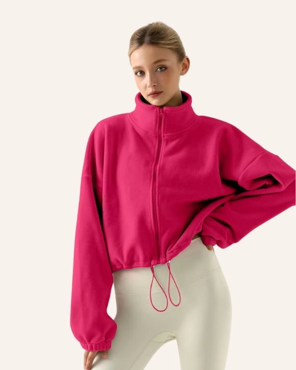 Hochwertige Damen Stehkragen Fleece Jacke - super warm und weich 