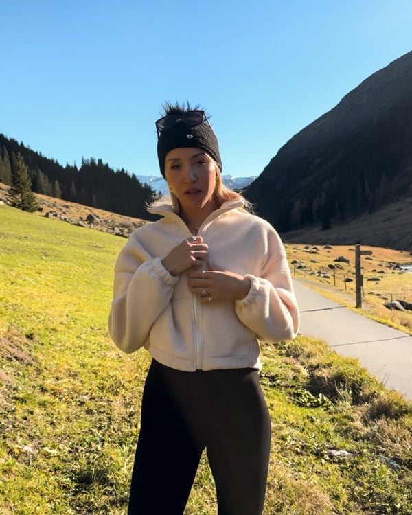 Warme Plüsch Fleecejacke in creme-weiss 