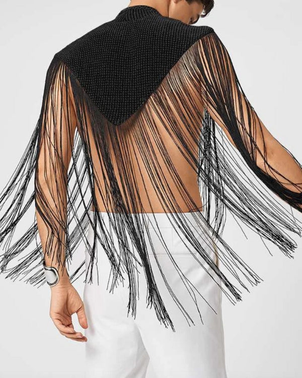 Herren Festival Top mit langen Fransen und Kragen - Spitzen Festival Top 