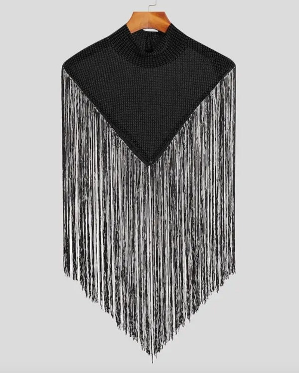 Stillvolles Herren Festival Kinky Style Top mit Kragen und Fransen