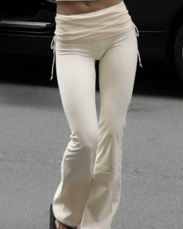 Creme weisse Damen Flare Hose mit hohem Bund