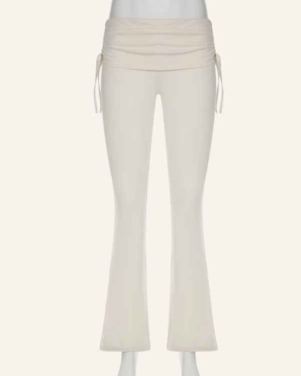 creme-weisse gemütlich Figurbetonende Freizeithose mit Stretch