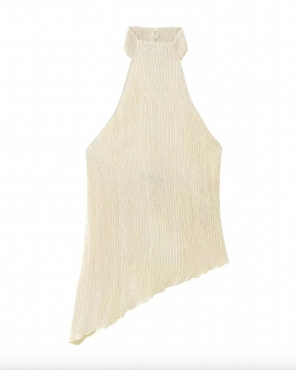 Ärmelloses Top mit asymmetrischem Schnitt und Kragen - Rückenfreies elegante Damen Top