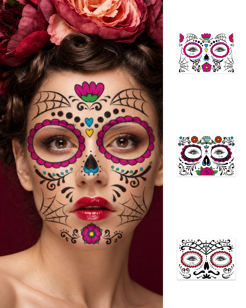 Halloween Gesichtstattoo Sugar Skull Beauty