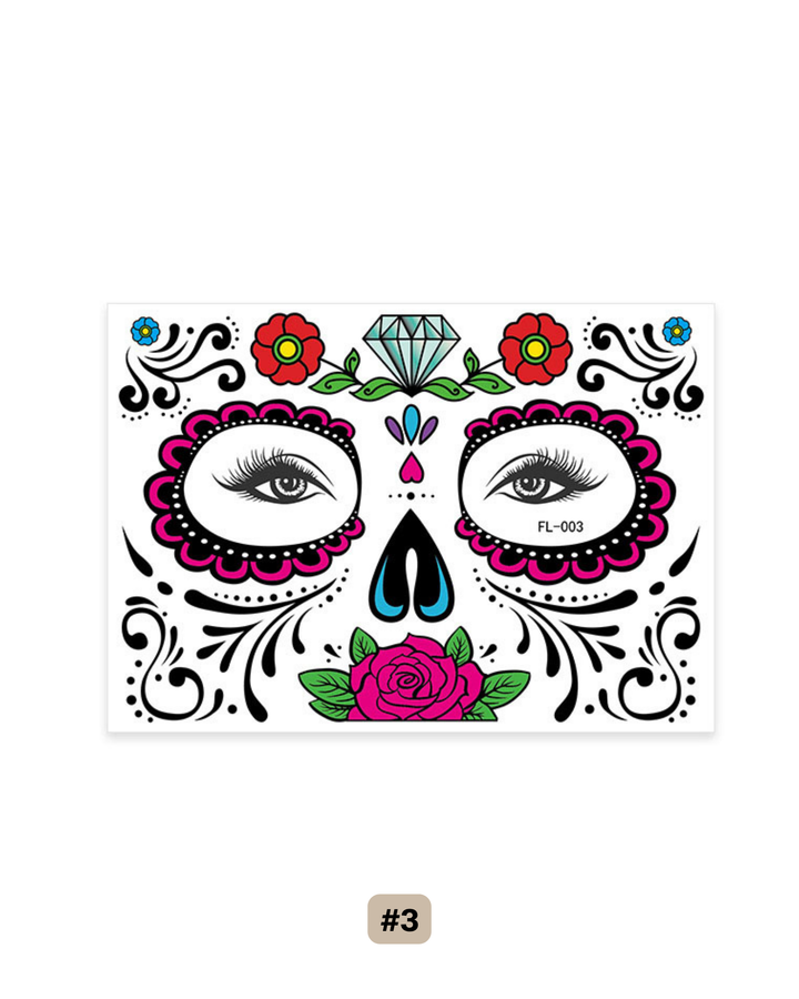 Sugar-Skull-Tattoo-Bogen mit blauem Diamanten und pinker Rose