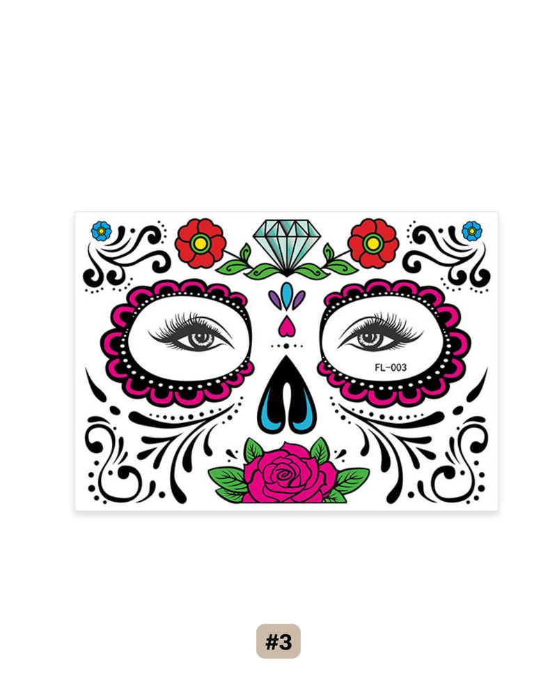 Sugar-Skull-Tattoo-Bogen mit blauem Diamanten und pinker Rose