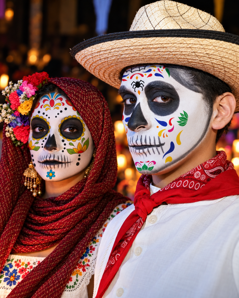 Gesichtstatto Skull Dia de los Muertos