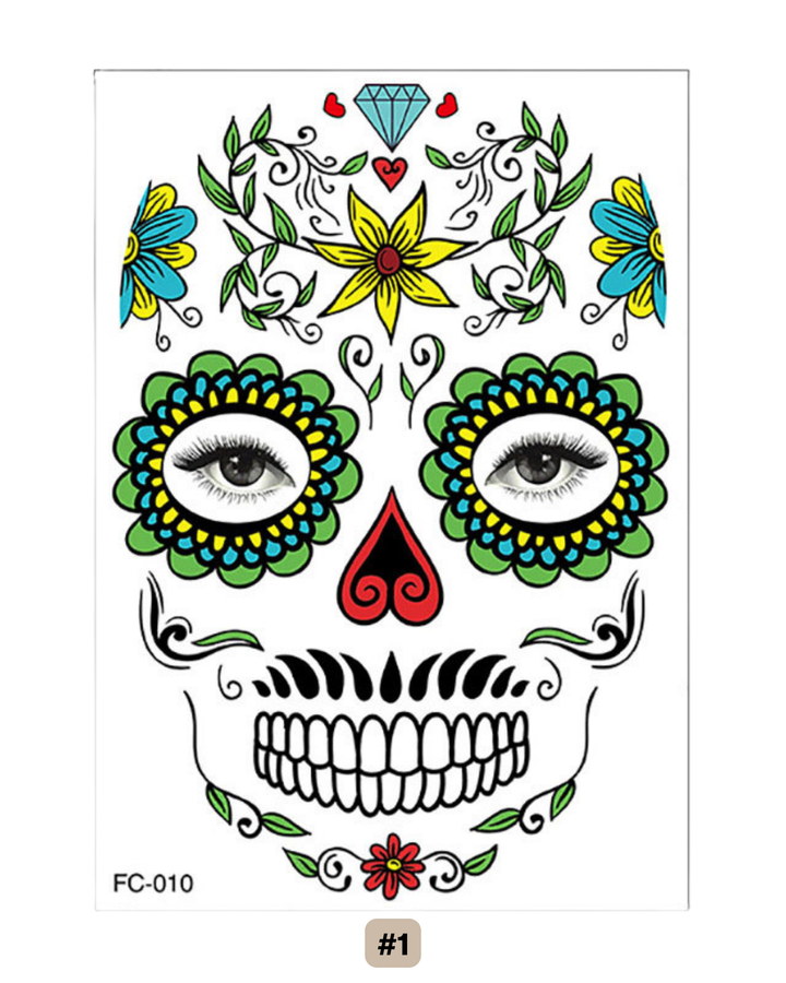 Gesichtstatto Skull Dia de los Muertos