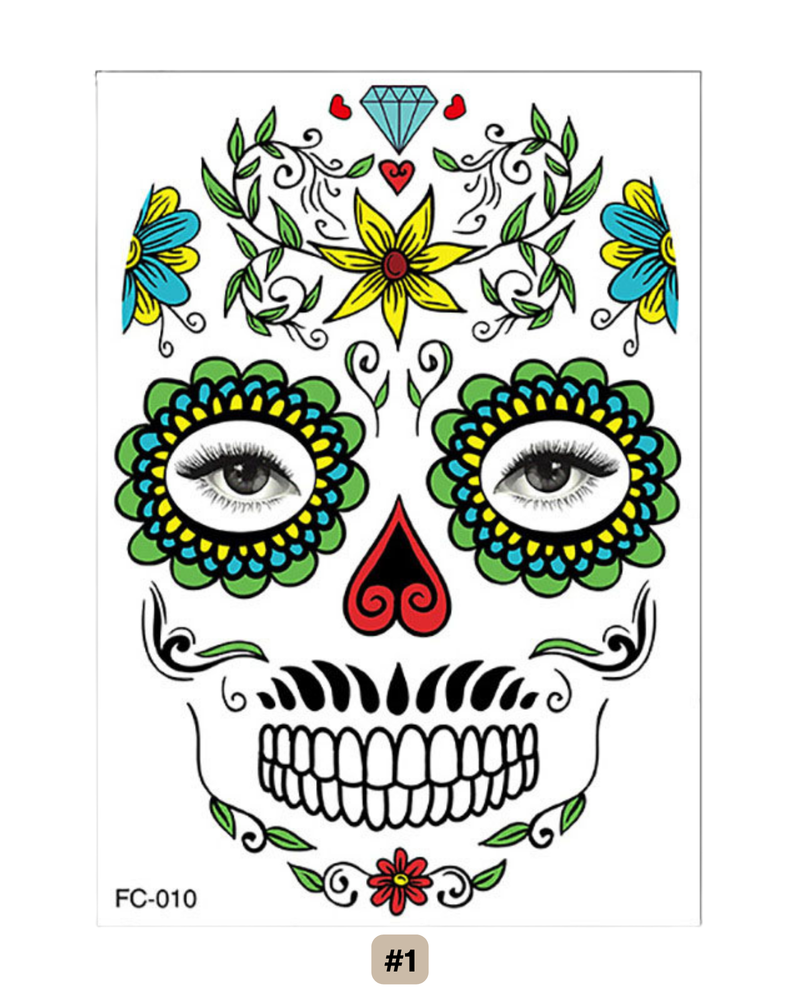 Gesichtstatto Skull Dia de los Muertos
