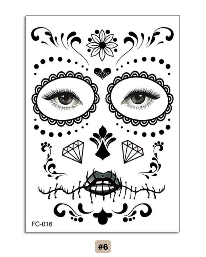 Gesichtstatto Skull Dia de los Muertos