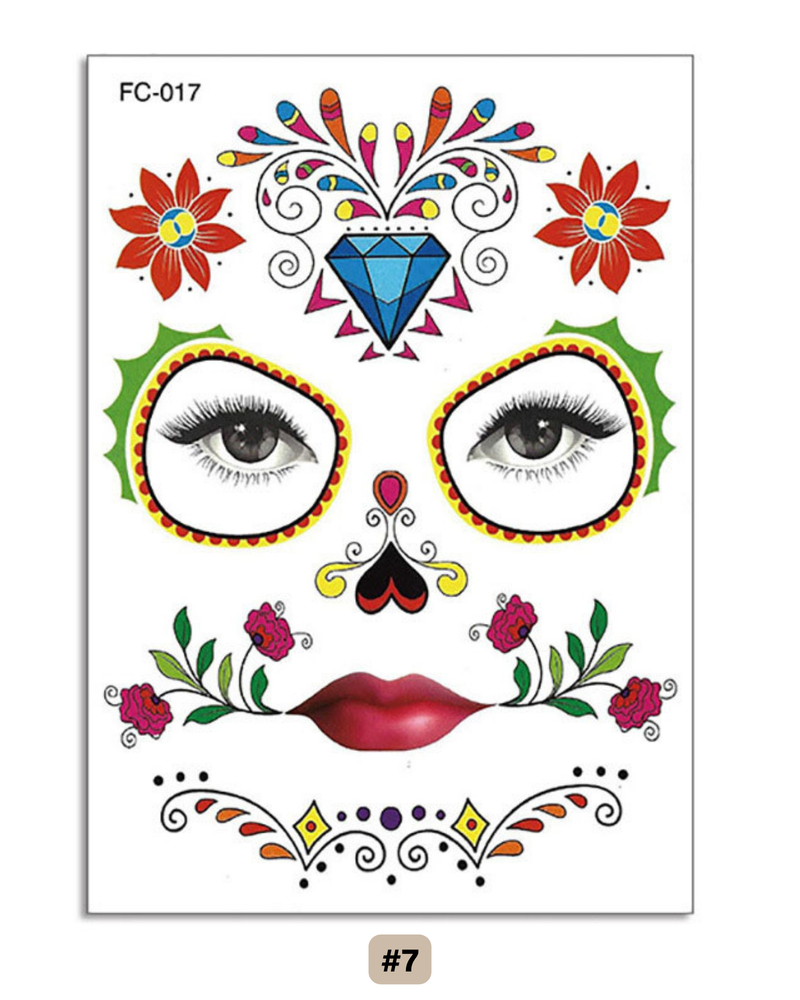 Gesichtstatto Skull Dia de los Muertos