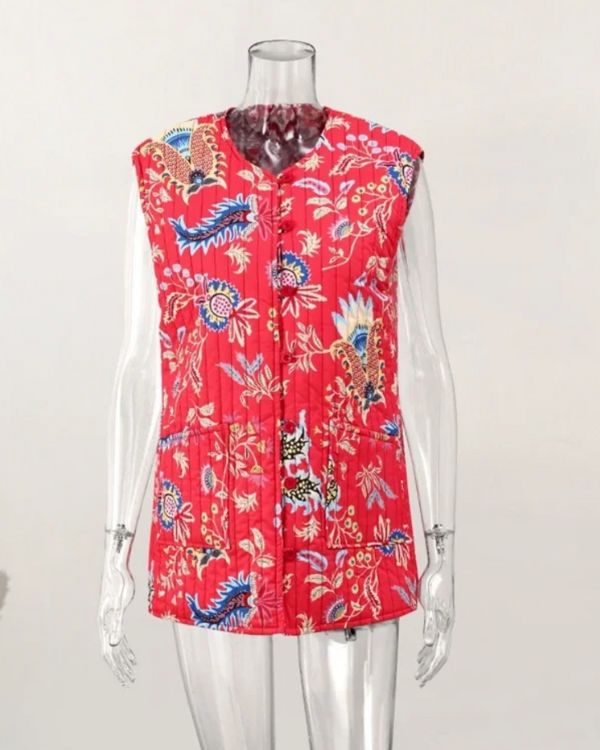 Rote Paisley Muster Wendeweste - Reversible Damen Weste 