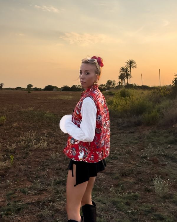 Rote Paisley Gilet Weste Steppweste Reversible auf beide Seiten tragbar 