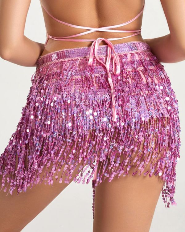 Glitzer Fransen Rock Bambam