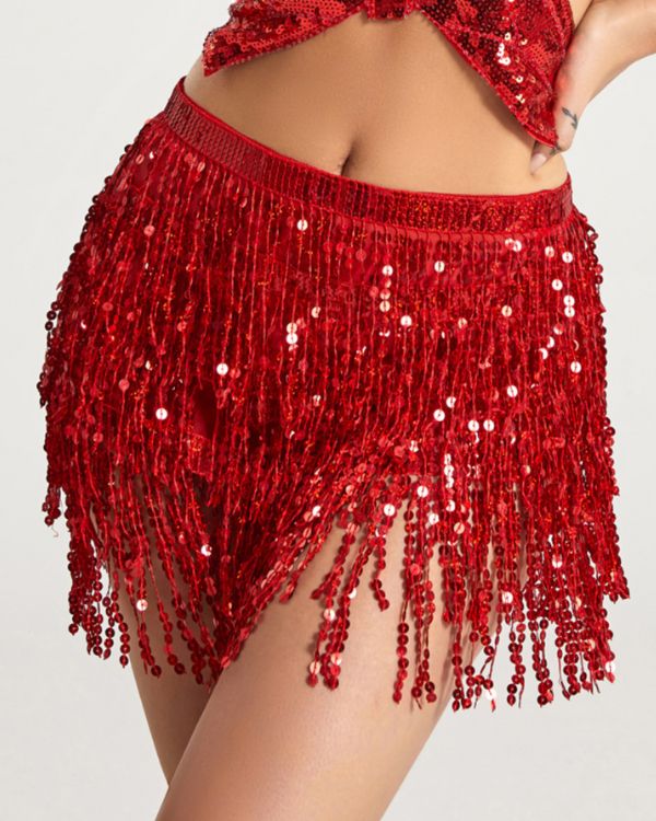 Glitzer Fransen Rock Bambam