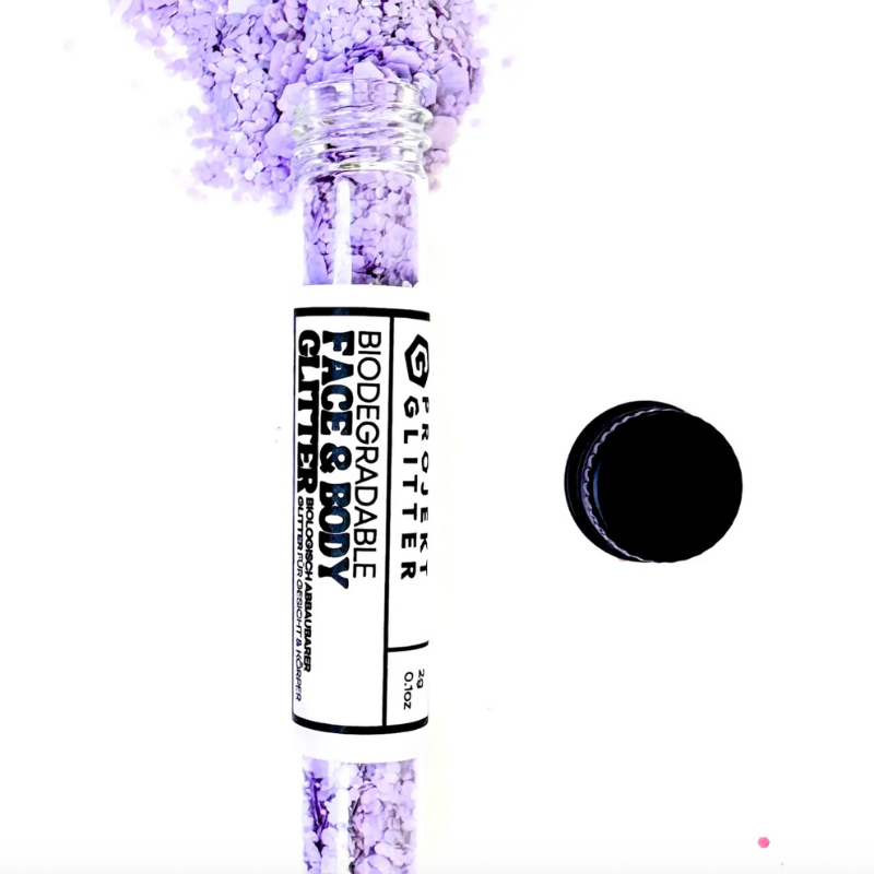 Sanfter Festivalglitter in Lavendelfarbe - Bio Glitzer für Gesicht und Körper 