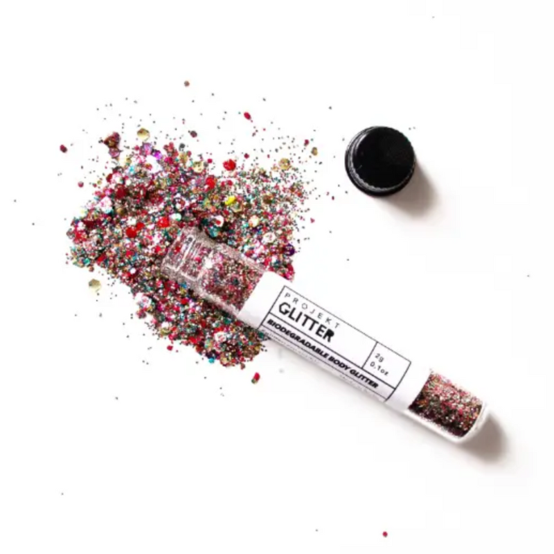 Glitzerpulver aus pflanzlicher Basis in farbigen Farben - Eco Glitzer für Gesicht und Körper 