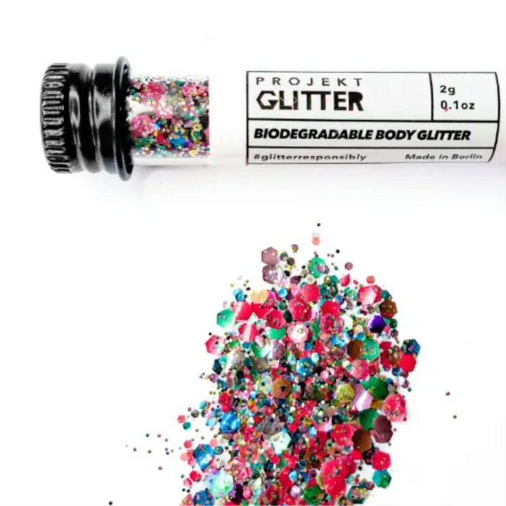 Mehrfarbiger Festival-Glitzer aus nachhaltigen Materialien - Gesichts und Body Glitzer 