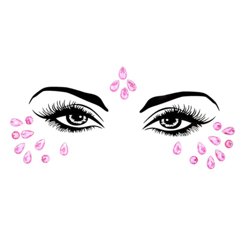 Pink Rosa Glitzersteine Kristallsteine zum im Gesicht aufkleben - Glitzer Kristallsteine Stickers 