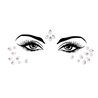 Silberne Glitzersteine für um die Augenpartie herum - selbstklebende Glitzer Make-Up Steine 