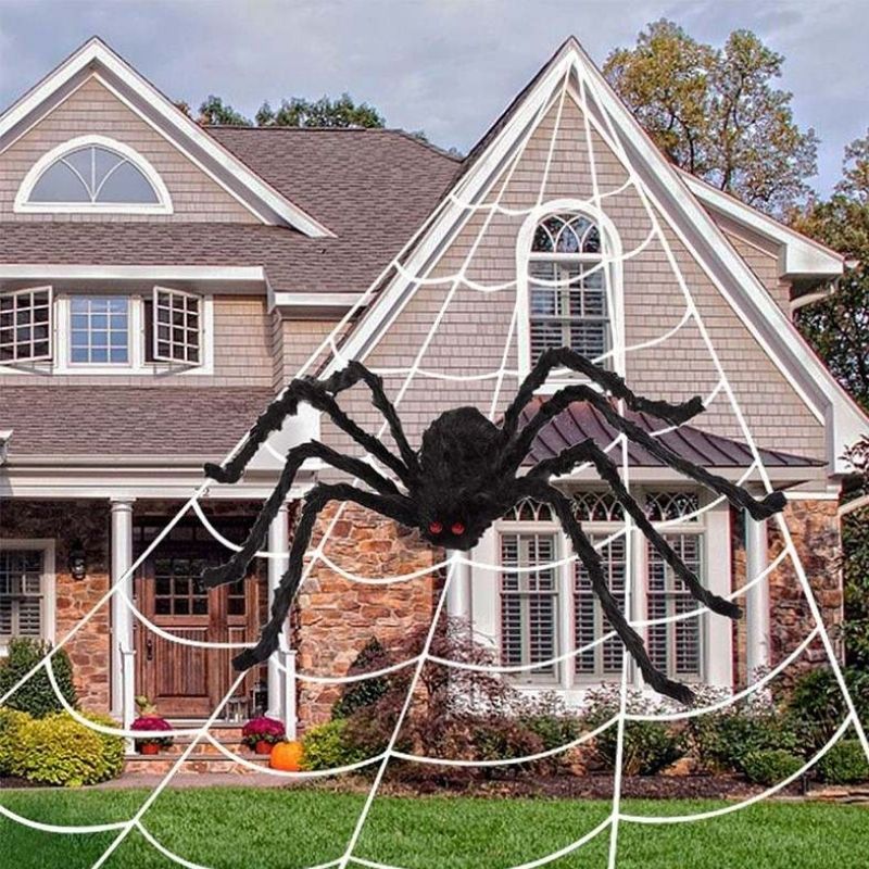Grosse Gruselige Spinne für Indoor und Outdoor Dekoration - Halloween Dekoration für draussen und drinnen 