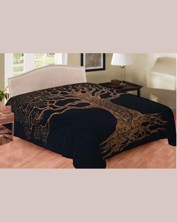 schwarzes multifunktionales XXL Tuch mit goldenem Baum Design 