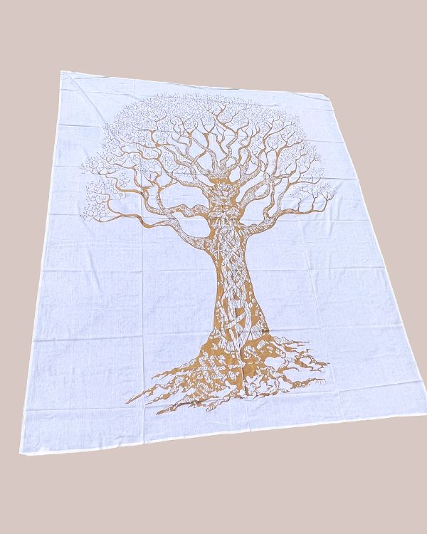 Weisses multifunktionales Tuch mit goldigem Baum Design Print 