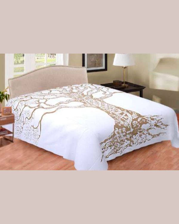 Grosses Baumwolle Tuch mit Lebensbaum in gold - Multifunktionales Tuch als Bettlaken, Strandtuch usw. 