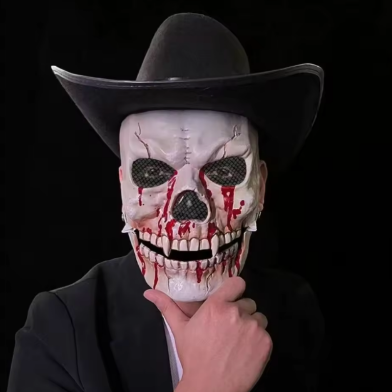 Horror Maske Schädel mit roten Blutlinien - Grusel Halloween Maske 