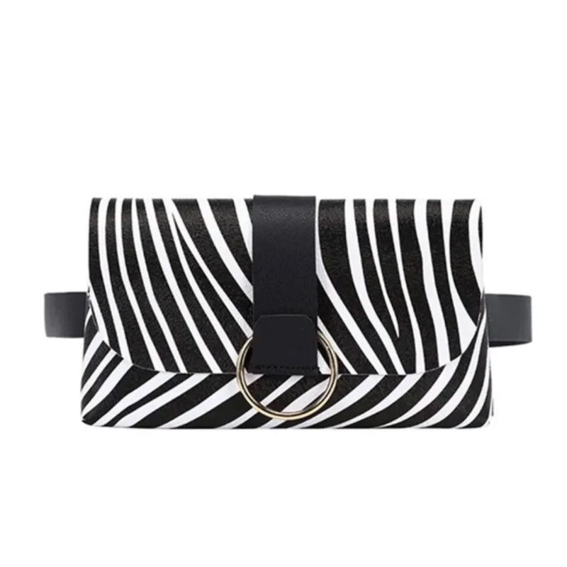 Bauchtasche Gürteltasche mit Zebra Muster Zebra Look und Kreis Ring auf der Vorderseite 