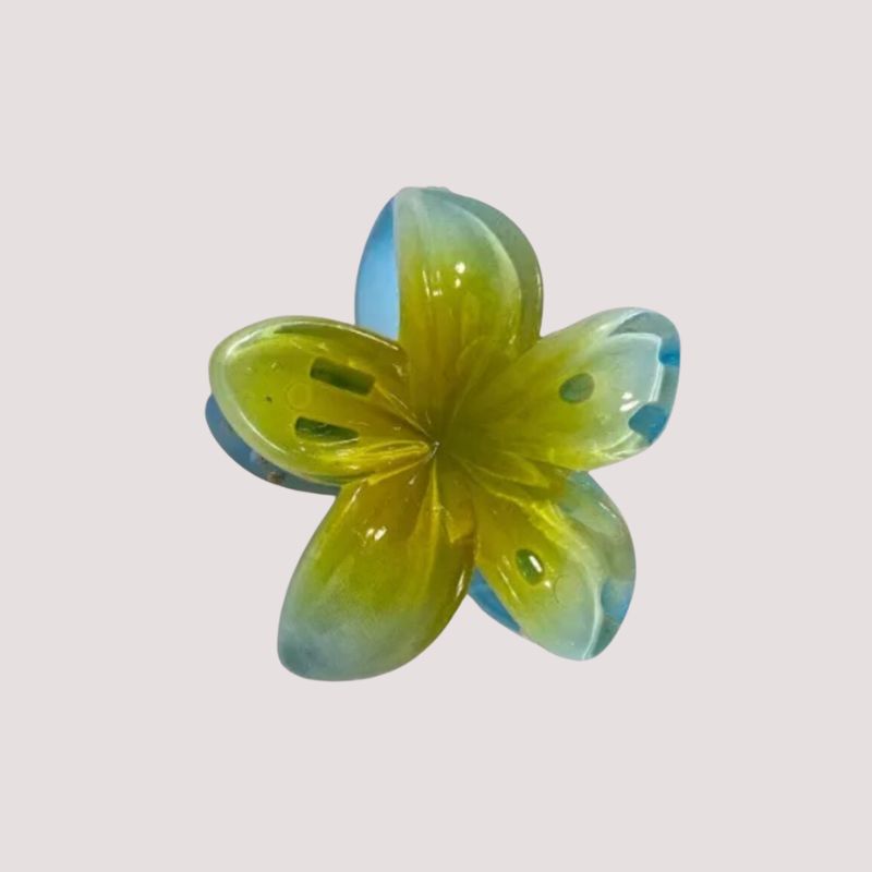 Blau Grüne Lotus Blume Haarklammer Haarspange 4cm klein