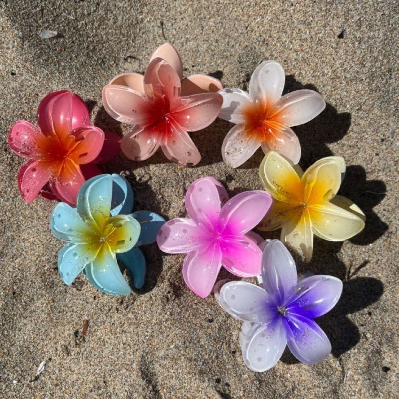 Farbige Blumen Haarklammern Haarspangen aus grossen bunten Blumen Lotus Motiven