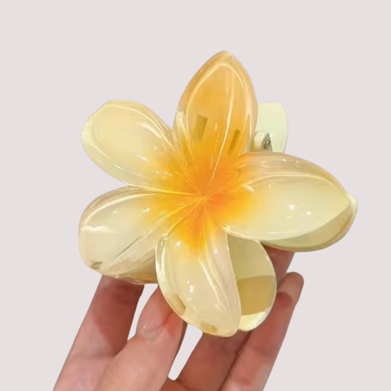 Weisse Gelbe Haarklammer aus Lotus Blumen Symbol - Sommerliche Haar Accessoires 