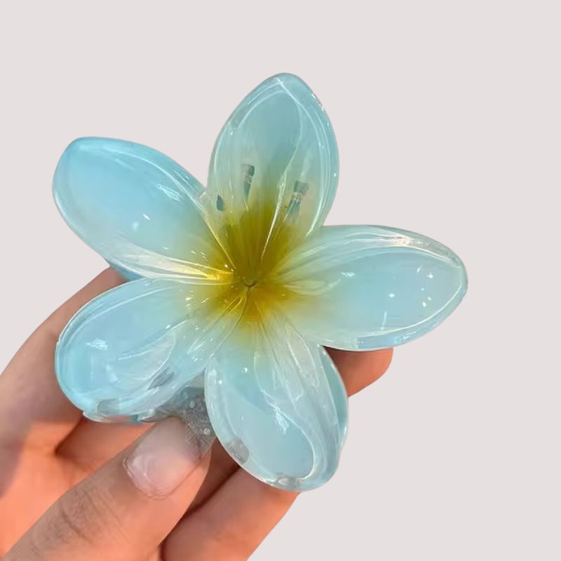 Hellblaue Lotus Blumen Haarklammer Haarspange 8cm gross 