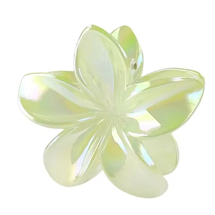 Hellgruene Blumen Haarklammer - Blumen Haarschmuck mi Kristall Metall Effekt 